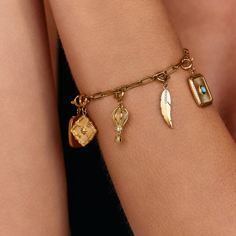 18K Gold Paperclip Charm Bracelet - Beautiful Earth Boutique