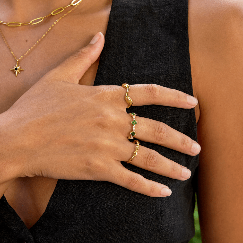 Four Leaf Clover Crystal Ring - Beautiful Earth Boutique