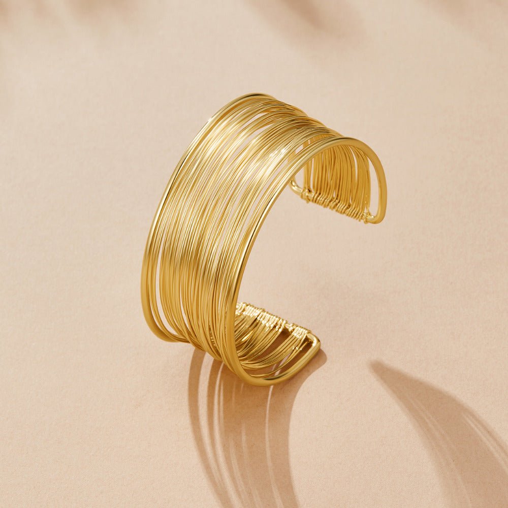 Gold Leona Wide Cuff Bangle - Beautiful Earth Boutique