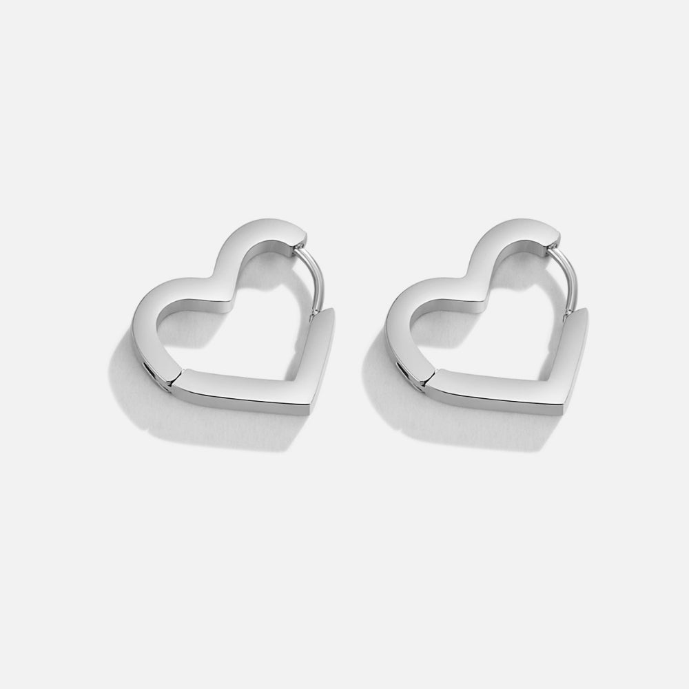 Mary Heart Silver Hoop Earrings - Beautiful Earth Boutique