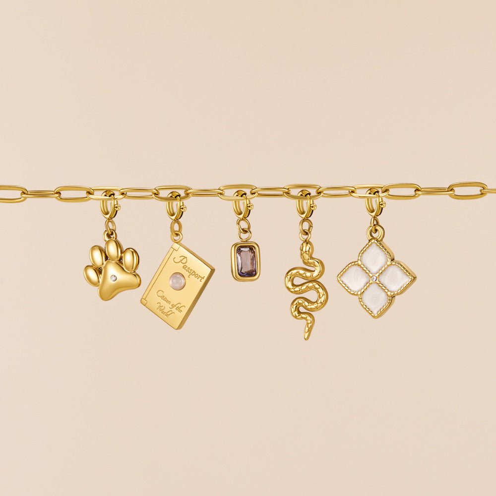 18K Gold Paperclip Charm Necklace - Beautiful Earth Boutique
