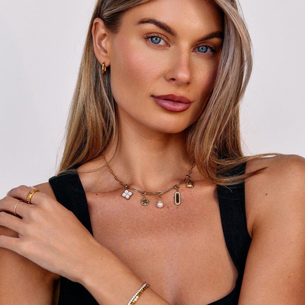 18K Gold Paperclip Charm Necklace - Beautiful Earth Boutique