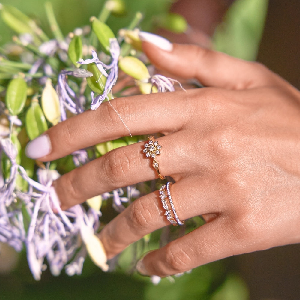 Aurora Crystal Flower Ring