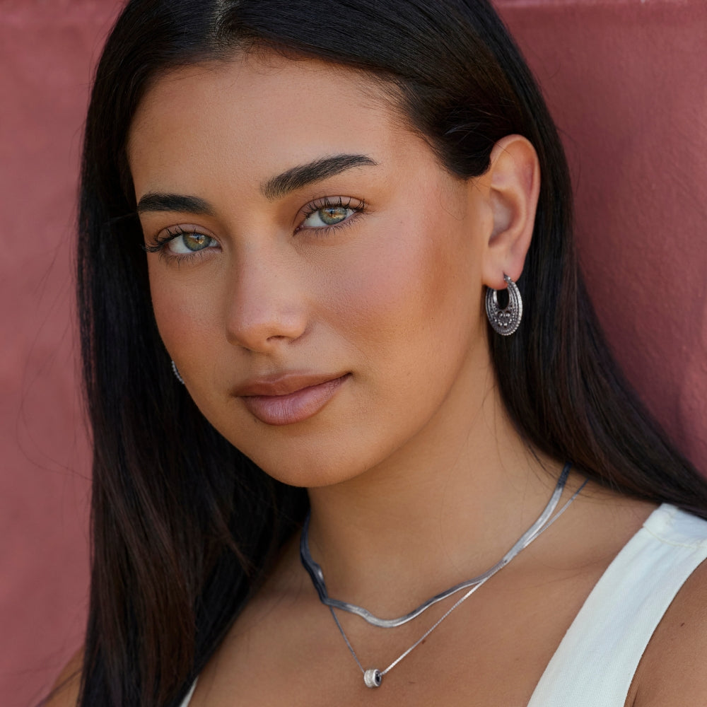Boho Chic Silver Hoop Earrings