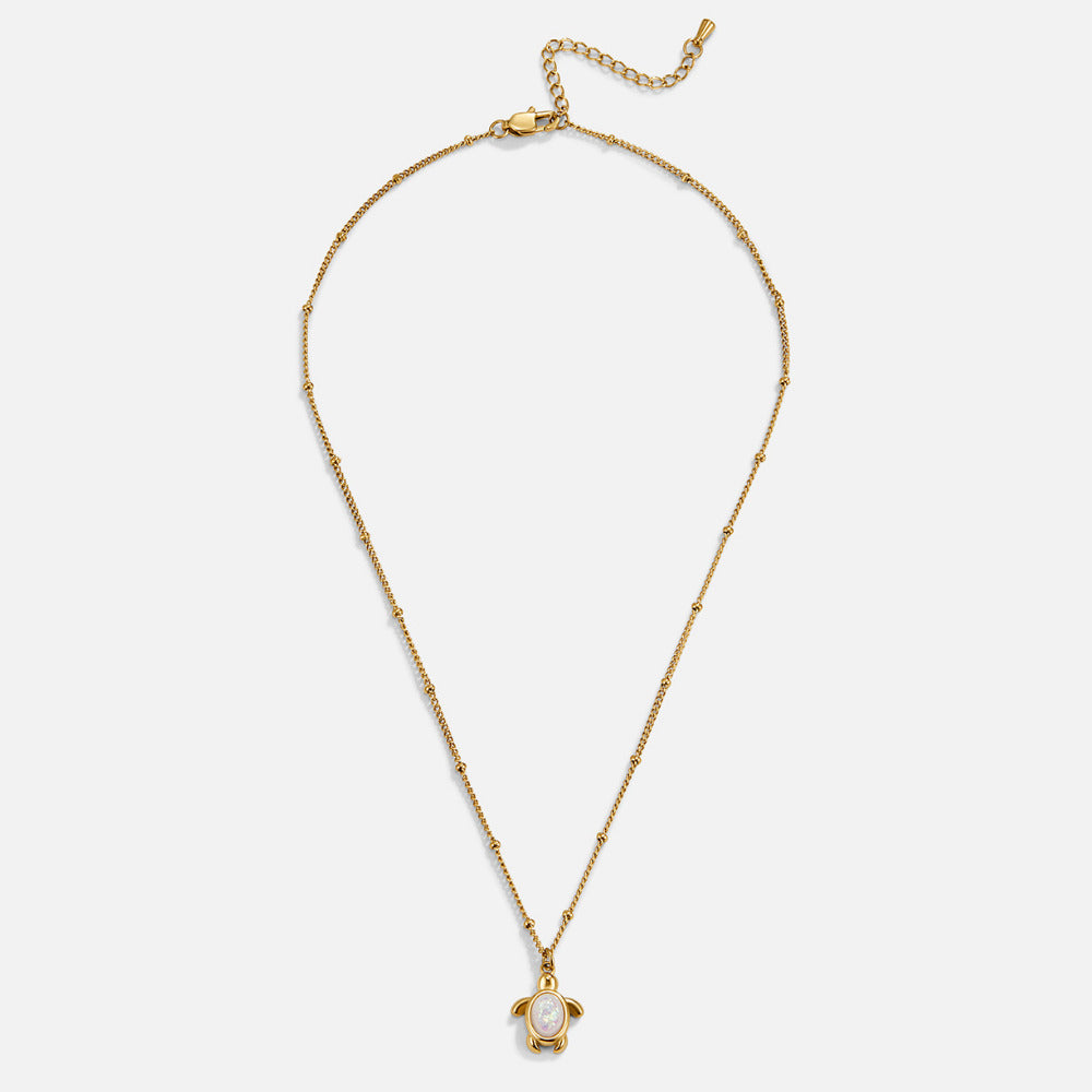 Opal Gold Turtle Pendant Necklace