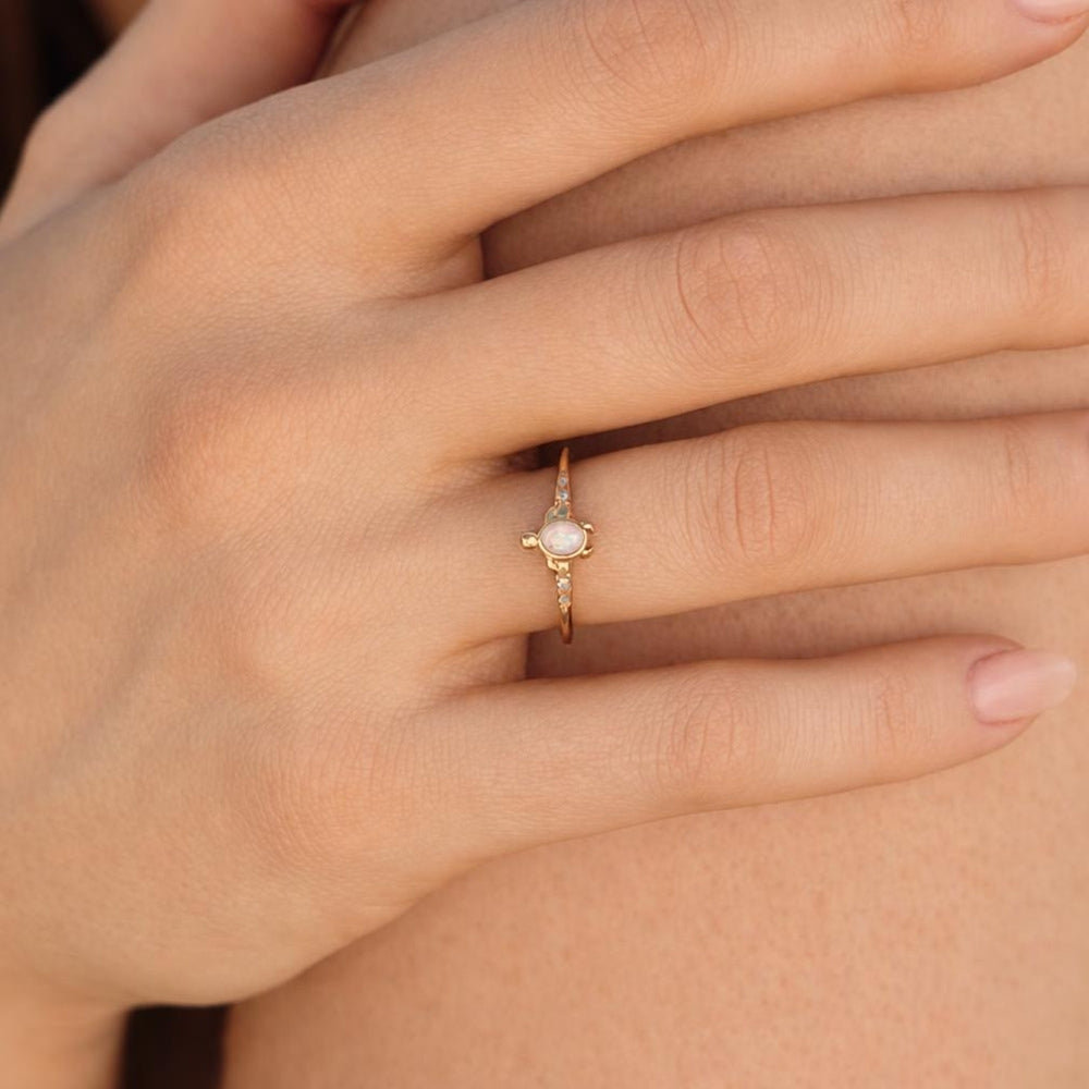 Opal Gold Turtle Ring