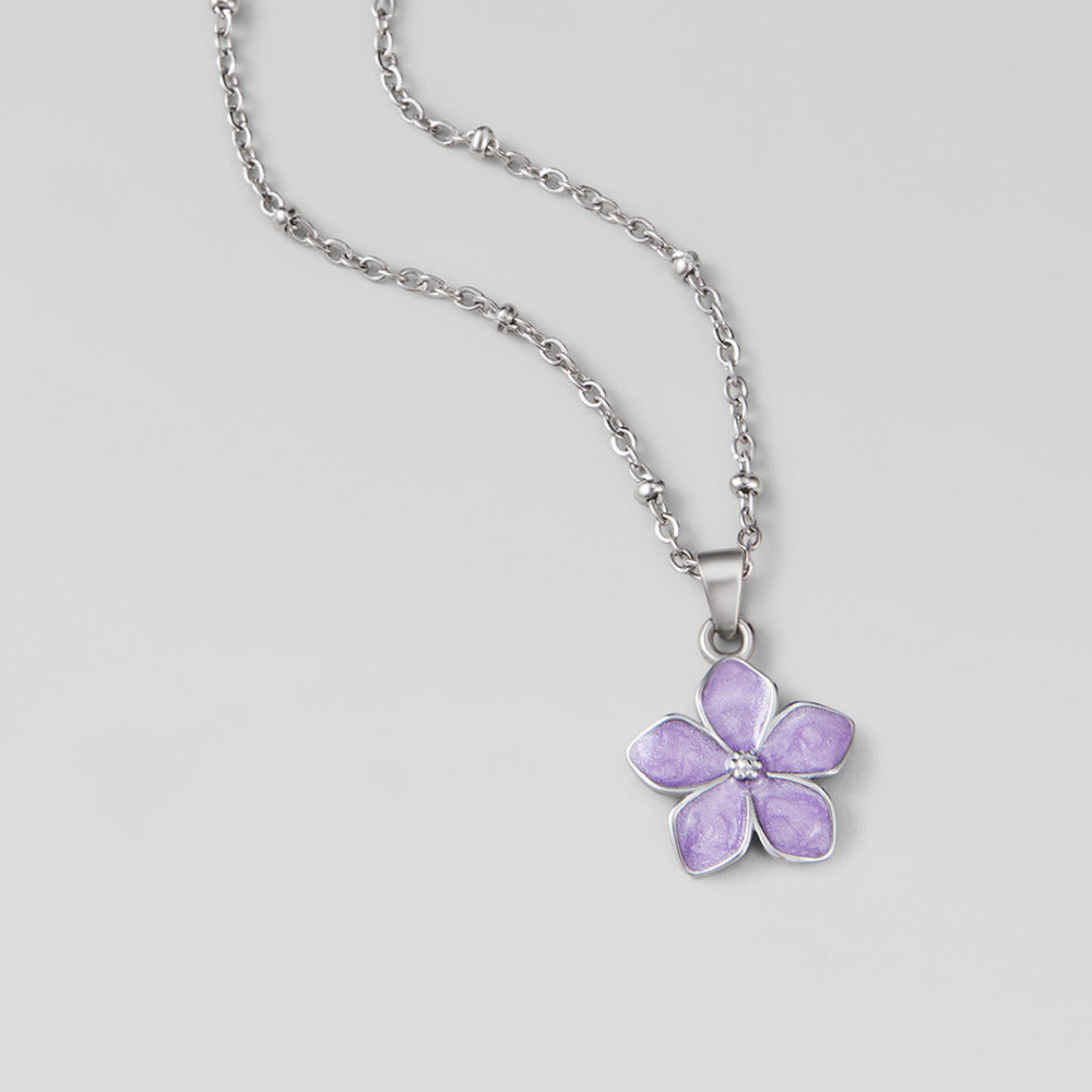 Purple Sakura Bloom Silver Necklace