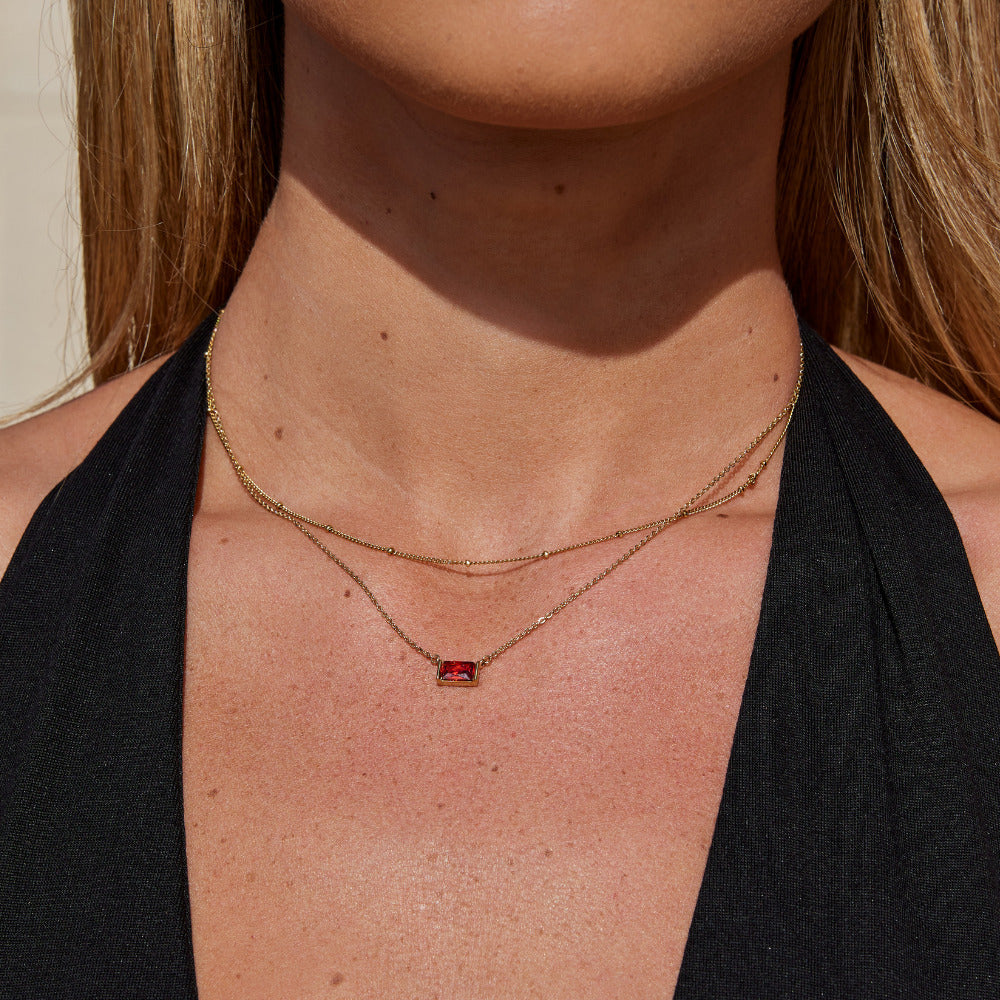 Ruby Baguette Necklace - Beautiful Earth Boutique