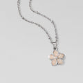 Blush Pink Sakura Bloom Silver Necklace
