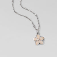Blush Pink Sakura Bloom Silver Necklace