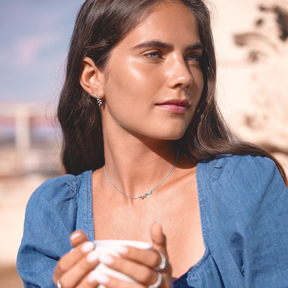 Silver Crystal Vine Necklace
