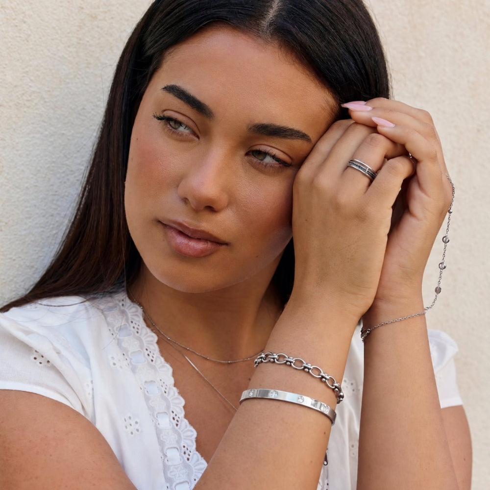 Silver Layered Kaili Blue Crystal Ring