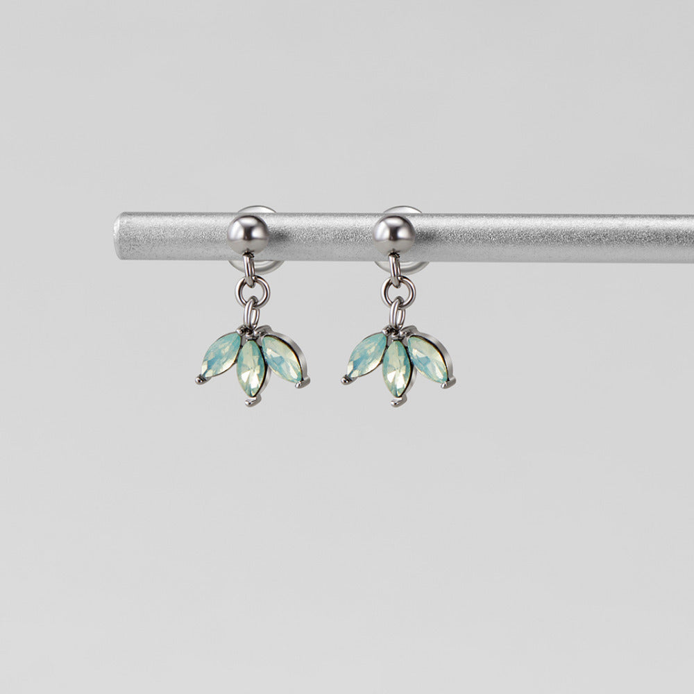 Silver Marquise Petal Drop Earrings