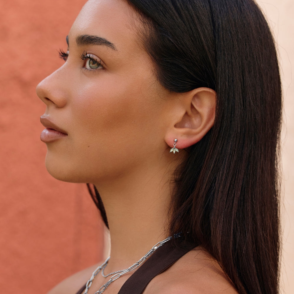 Silver Marquise Petal Drop Earrings