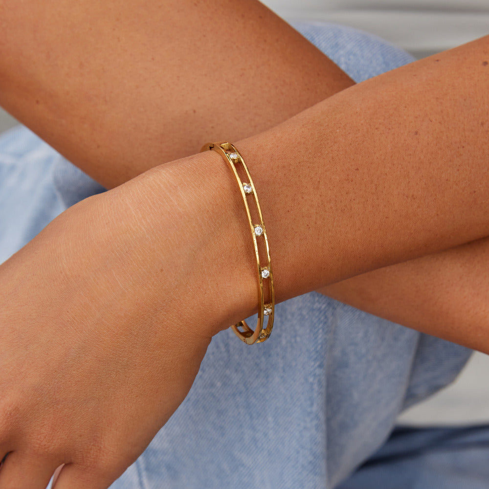 Sofia Crystal & Gold Bangle - Beautiful Earth Boutique