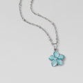 Turquoise Sakura Bloom Silver Necklace