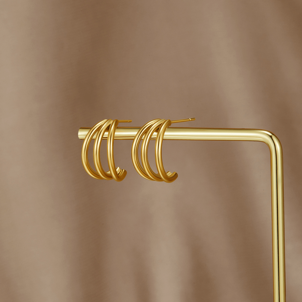 Anaya Triple Gold Hoop Earrings - Beautiful Earth Boutique