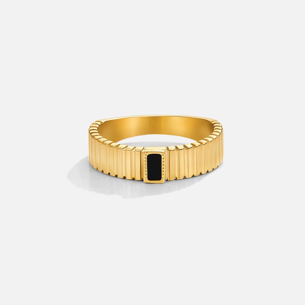 Black Crystal Ribbed Ring - Beautiful Earth Boutique