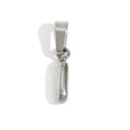 Bubble Letter Necklace, side view of a polished silver pendant with a bail