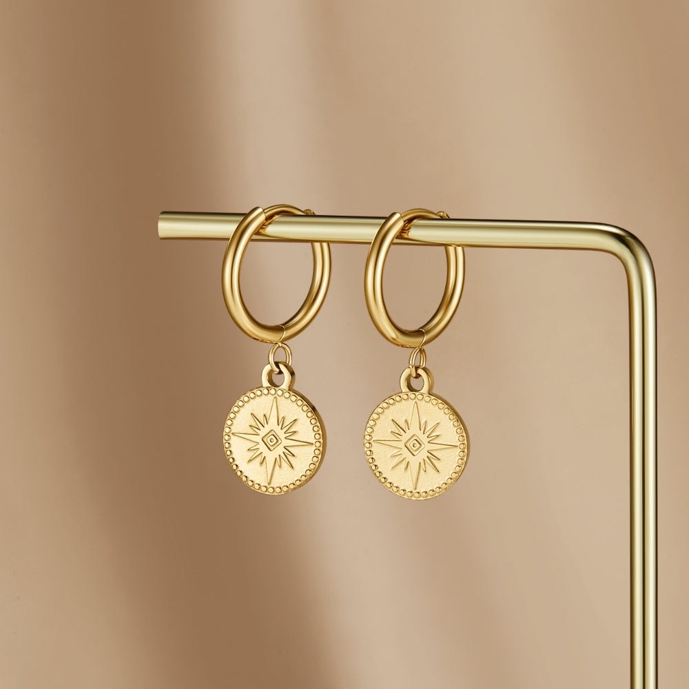 Celestial Gold Coin Earrings - Beautiful Earth Boutique