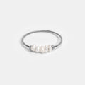 Classic Freshwater Pearl Silver Ring, ring on white background, five small pearls on a silver band
