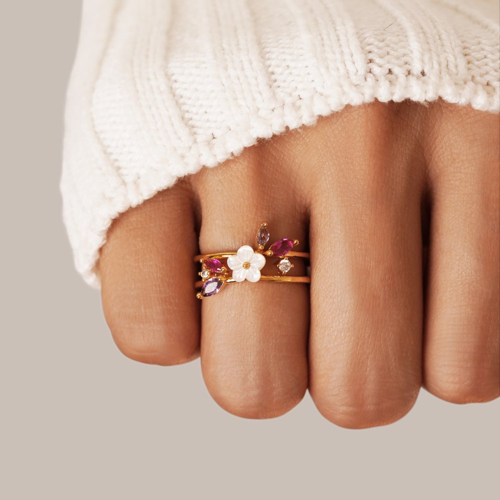 Crystal Blossom Layered Ring - Beautiful Earth Boutique