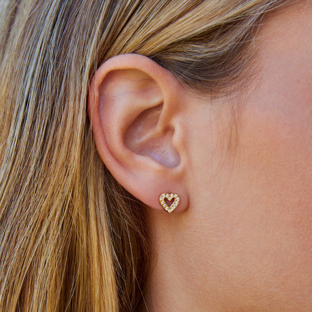 Crystal Heart Stud Earrings - Beautiful Earth Boutique