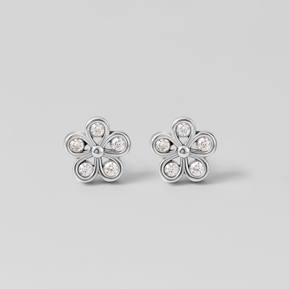 Five Petal Bloom Silver Earrings - Beautiful Earth Boutique