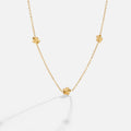 Flower Power 18K Gold Chain Necklace, gold chain necklace with three textured flower charms on white