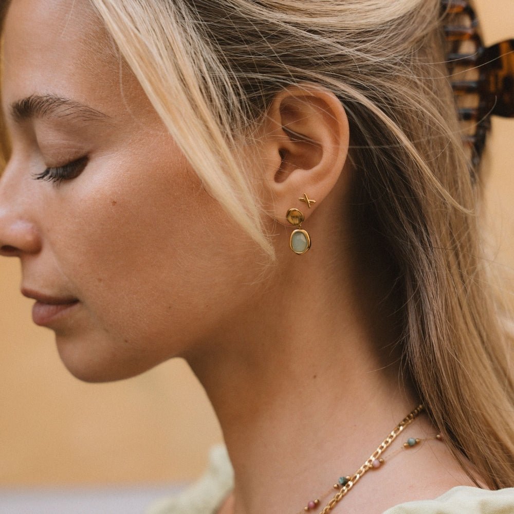 Gold Aquamarine Drop Earrings - Beautiful Earth Boutique