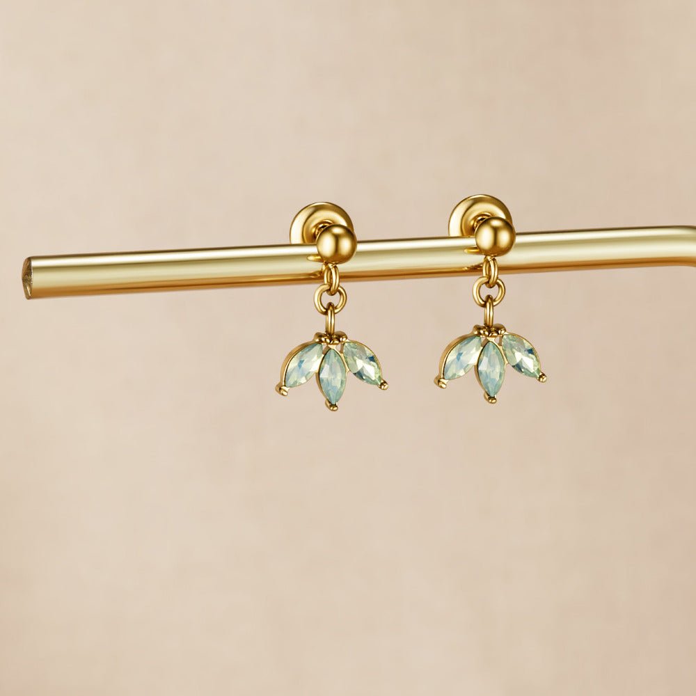 Gold Marquise Petal Drop Earrings - Beautiful Earth Boutique