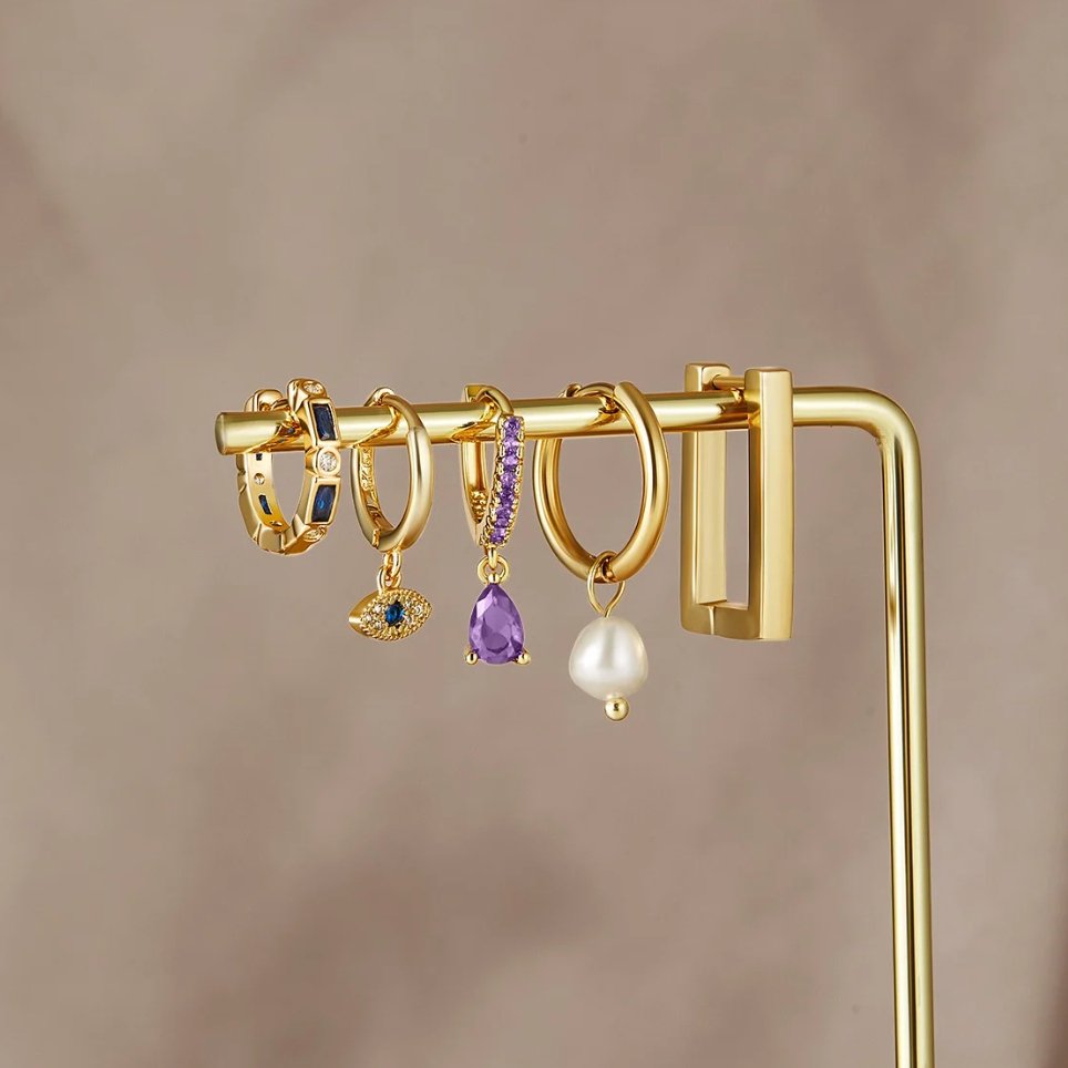 Gold Rectangle Hoop Earrings - Beautiful Earth Boutique