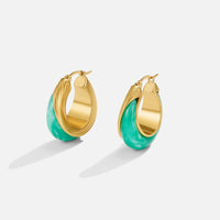 Golden Emerald Hoop Earrings - Beautiful Earth Boutique