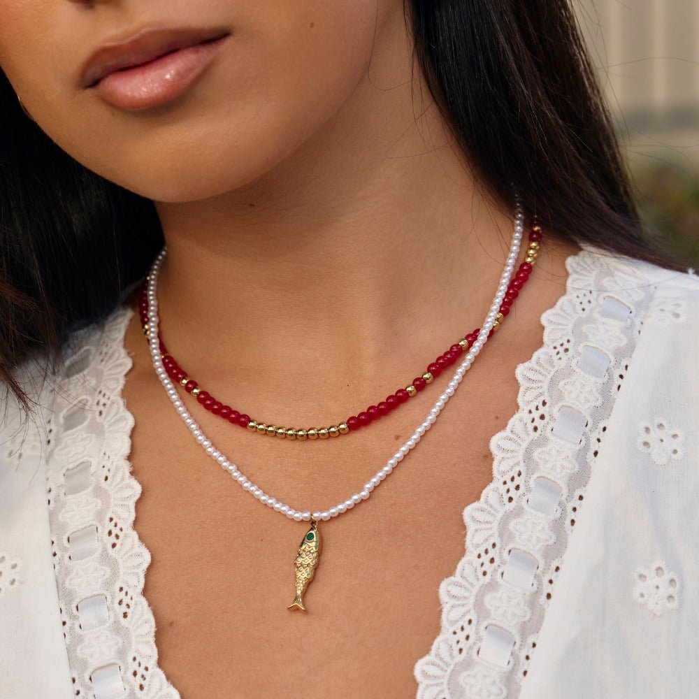 Golden Fish Pearl Necklace - Beautiful Earth Boutique