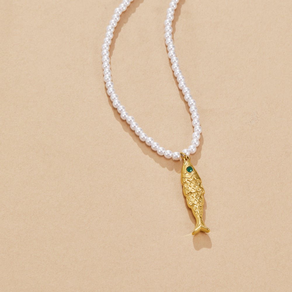 Golden Fish Pearl Necklace - Beautiful Earth Boutique