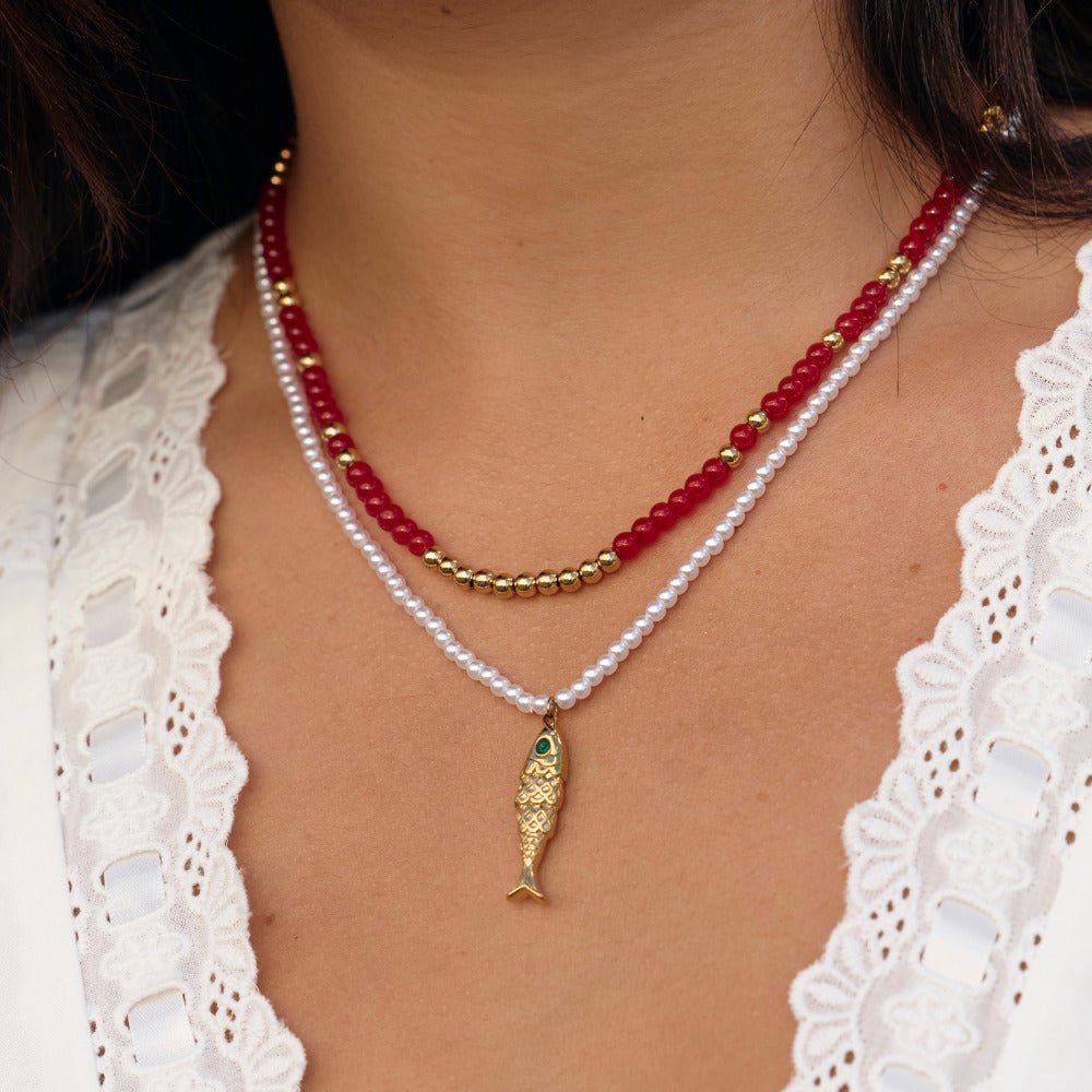 Golden Fish Pearl Necklace - Beautiful Earth Boutique