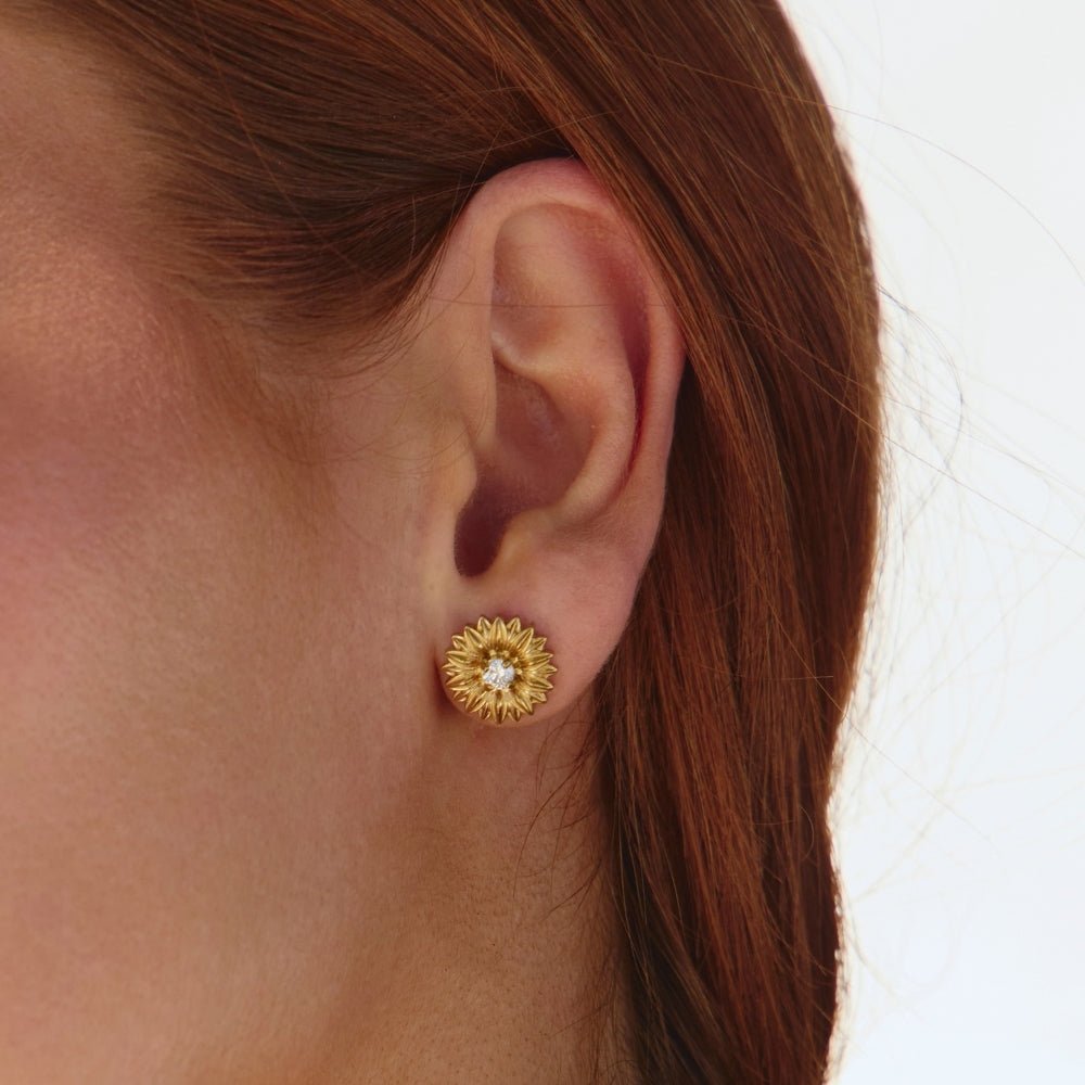Golden Sunflower Stud Earrings - Beautiful Earth Boutique