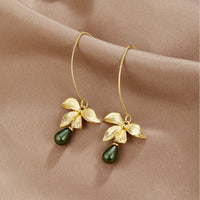 Jade Pearl & Petal Drop Earrings