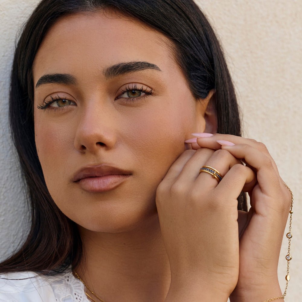 Layered Kaili Blue Crystal Ring - Beautiful Earth Boutique