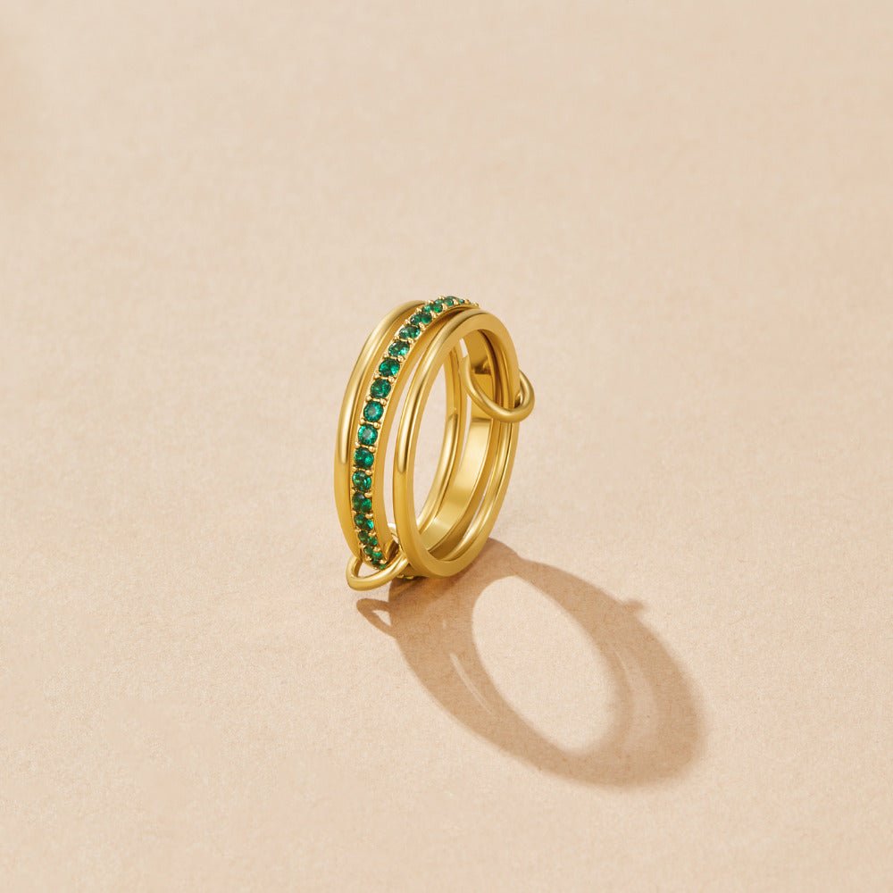 Layered Kaili Green Crystal Ring - Beautiful Earth Boutique