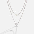 Layered Silver Star & Pearl Necklace, two silver chains layered, a pearl and a star pendant on