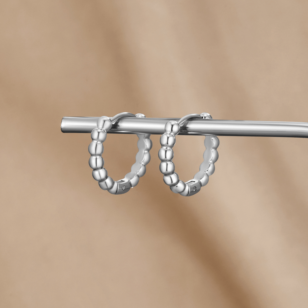 Leona Silver Bead Hoop Earrings - Beautiful Earth Boutique