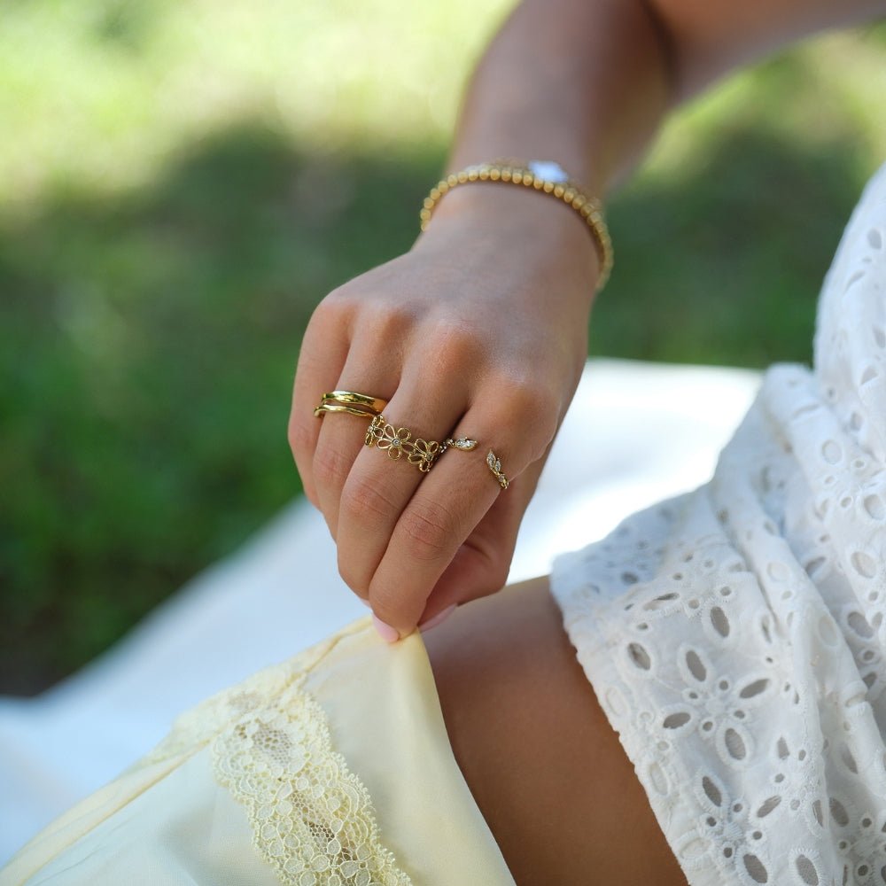 Lily Crystal Gold Vine Ring - Beautiful Earth Boutique