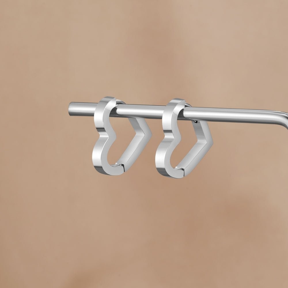 Mary Heart Silver Hoop Earrings - Beautiful Earth Boutique