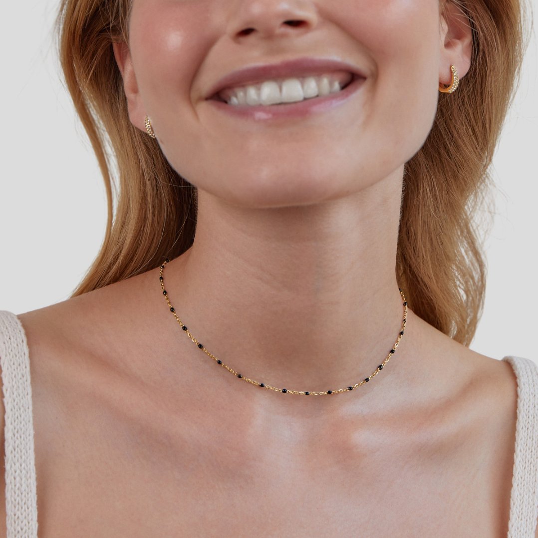 Mila Black Bead Necklace - Beautiful Earth Boutique