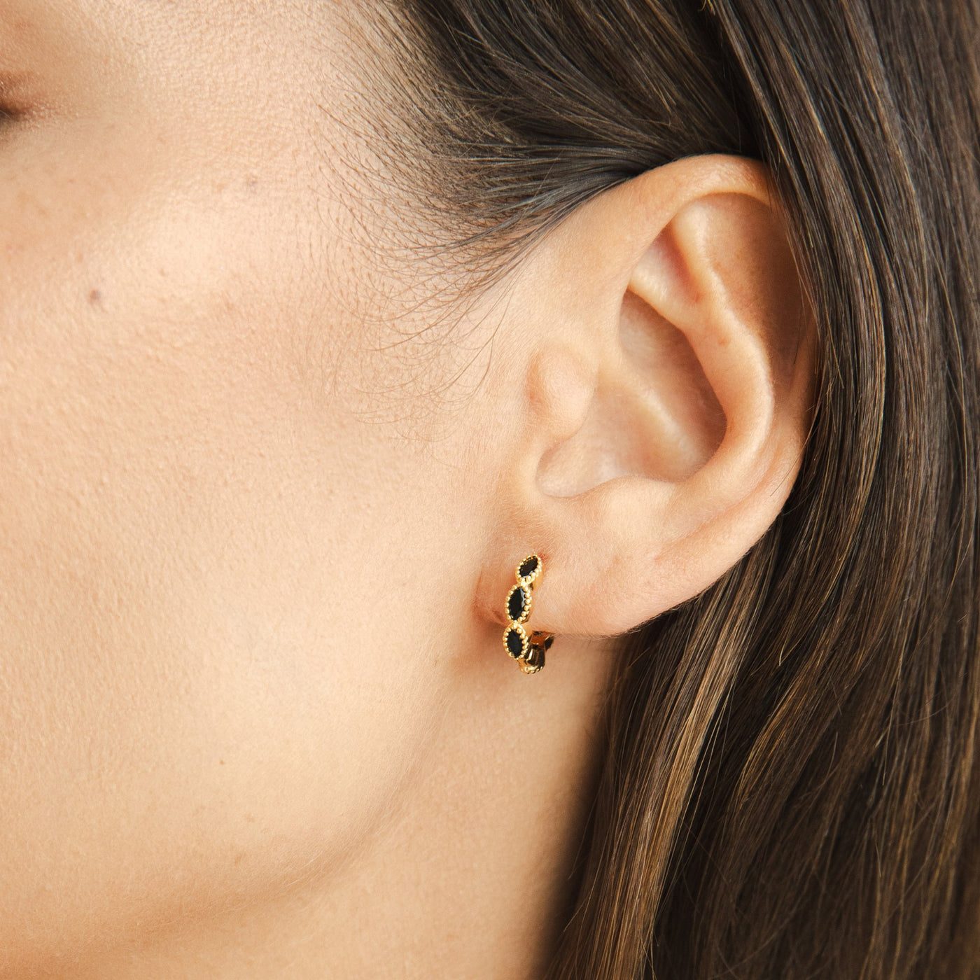 Onyx Tiny Hoop Earrings - Beautiful Earth Boutique