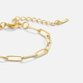 Paperclip Gold Bracelet, close-up of gold paperclip chain with lobster clasp and extender