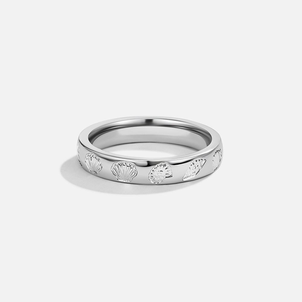 "Seascape" Engraved Silver Band Ring - Beautiful Earth Boutique
