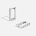 Silver Rectangle Hoop Earrings, pair of polished silver rectangular hoops, standing upright on