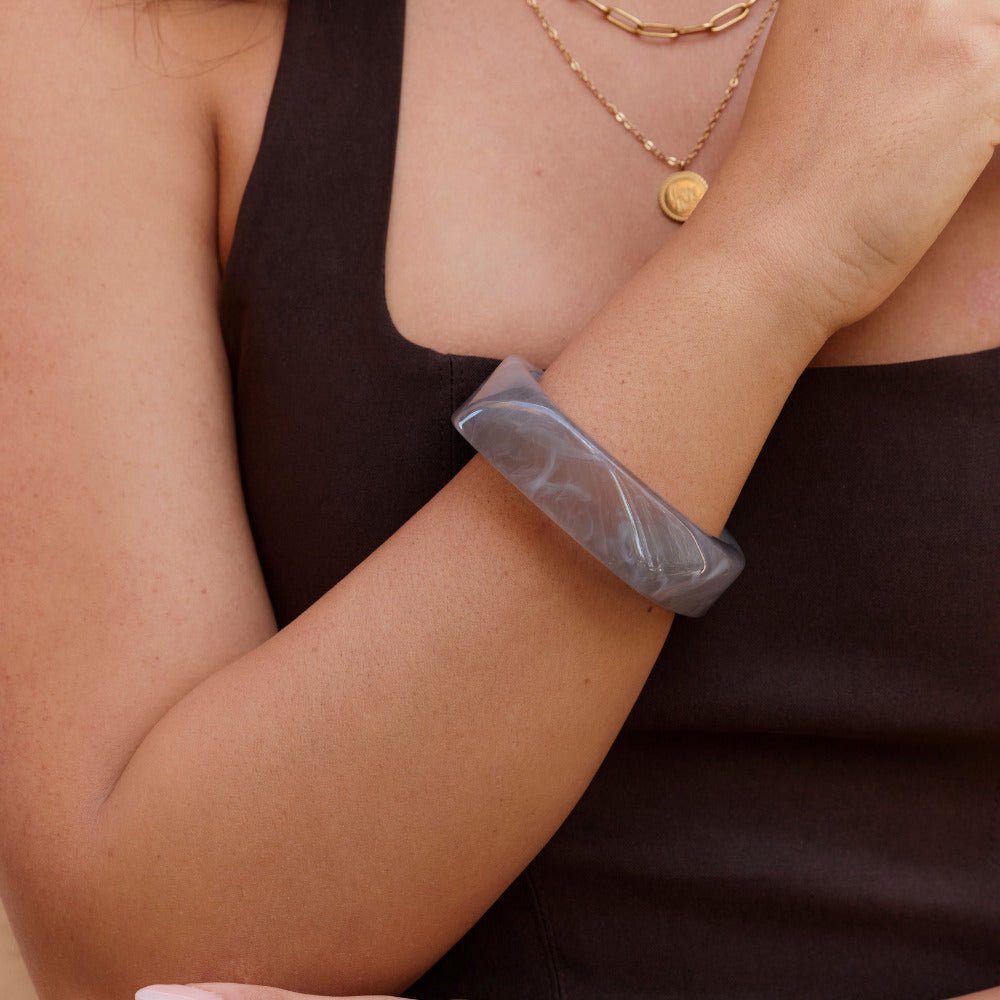 Smoked Grey Swirl Bangle - Beautiful Earth Boutique